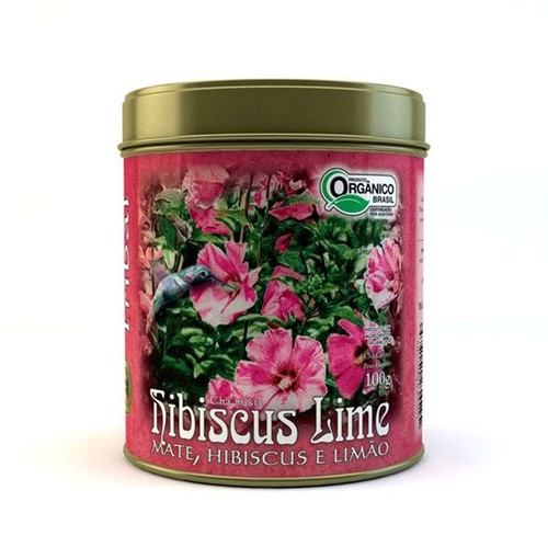 Chá Orgânico Hibiscus Lime. Lata com 100g a Granel.