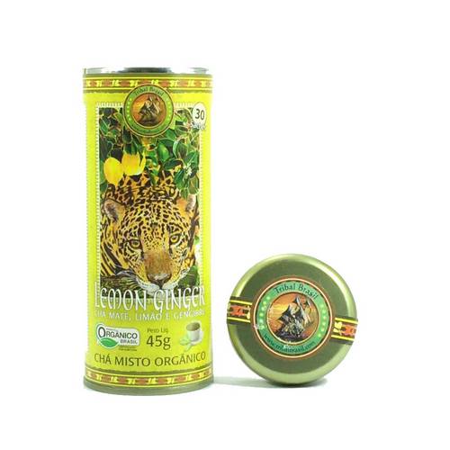 Chá Orgânico Lemon Ginger Lata Presente 30 Sachês Tribal Brasil