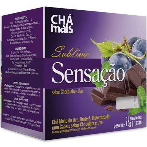 Chá Sublime Sensação Chocolate/uva 10env 15g Chá Mais