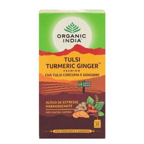 Chá Tulsi Cúrcuma e Gengibre Premium 25 Sachês - Organic Ind