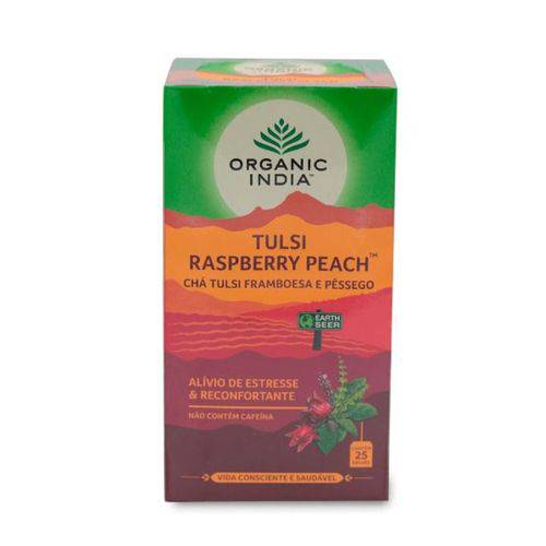 Chá Tulsi Framboesa e Pêssego 25 Sachês - Organic India