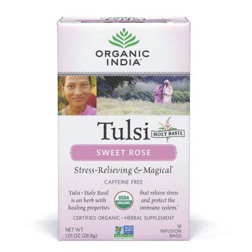 Chá Tulsi Rosa Doce Organic India Cx 25 Sachês