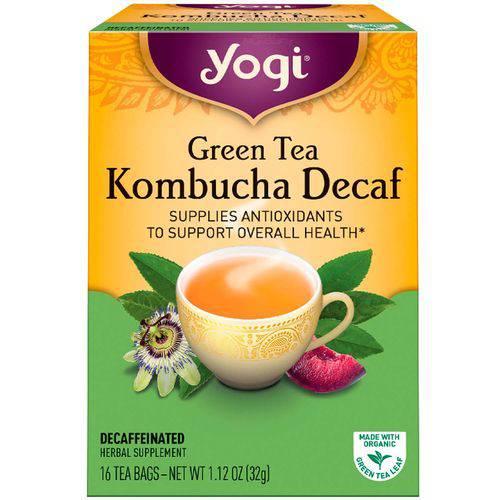Chá Yogi Green Tea Kombucha Decaf 16 Tea Bags Descafeínado