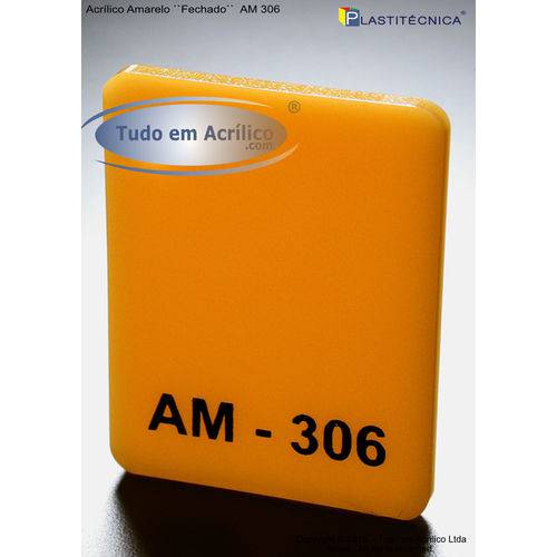 Chapa Placa de Acrílico Amarelo AM 306 100x100cm 4mm