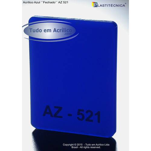 Chapa Placa de Acrílico Azul Az 521 200x100cm 2mm