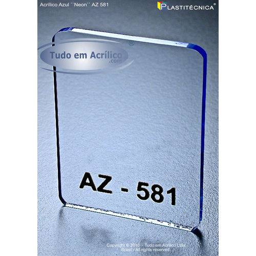 Chapa Placa de Acrílico Azul AZ 581 100x100cm 2mm