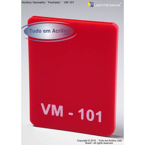 Chapa Placa de Acrílico Vermelho VM 101 200x100cm 4mm