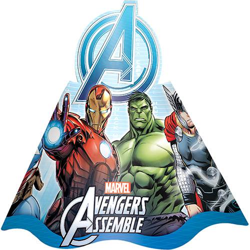 Chapéu de Aniversário Avengers Animated com 8 Unidades - Regina Festas