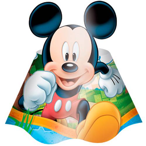 Chapéu de Aniversário Mickey Diversão com 8 Unidades - Regina Festas