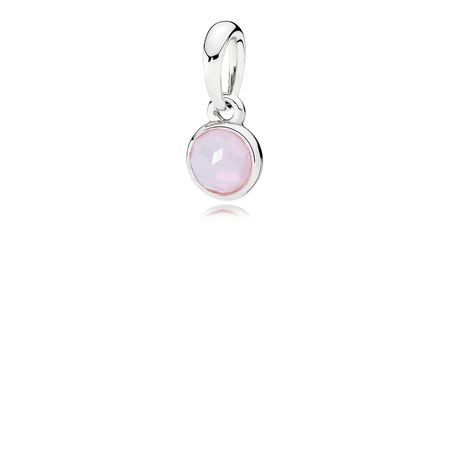 Charm Pendente Gota de Cristal Rosa Opalescente - Outubro