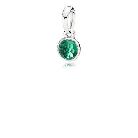 Charm Pendente Gota de Cristal Verde - Maio - 39 Cm