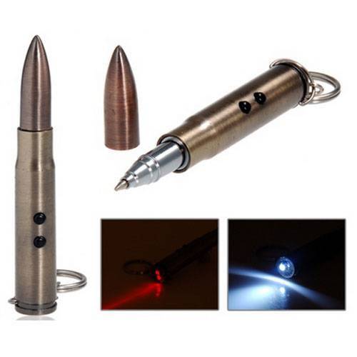 Chaveiro Bullet 3 em 1 - Caneta, Lanterna Led e Laser Pointer