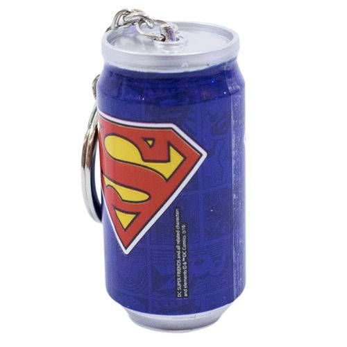 Chaveiro em Forma de Lata com Caneta Superman - Liga da Justiça