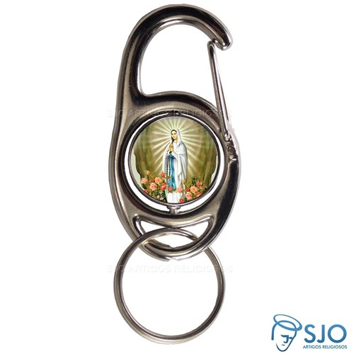 Chaveiro Mosquetão Giratório Nossa Senhora de Lourdes | SJO Artigos Religiosos