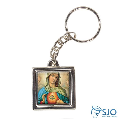 Chaveiro Quadrado Giratório da Sagrado Coração de Maria | SJO Artigos Religiosos
