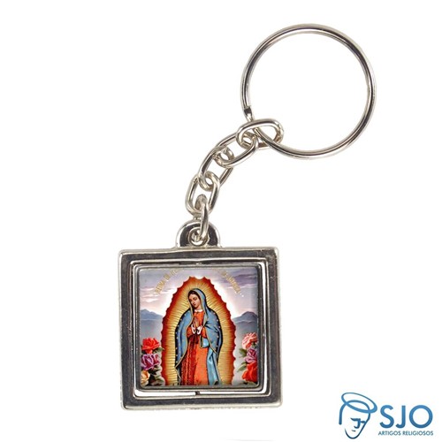 Chaveiro Quadrado Giratório de Nossa Senhora de Guadalupe | SJO Artigos Religiosos