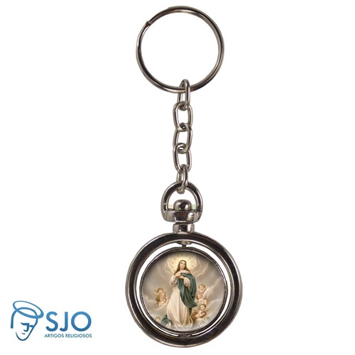 Chaveiro Redondo Giratório - Nossa Senhora da Imaculada Conceição | SJO Artigos Religiosos