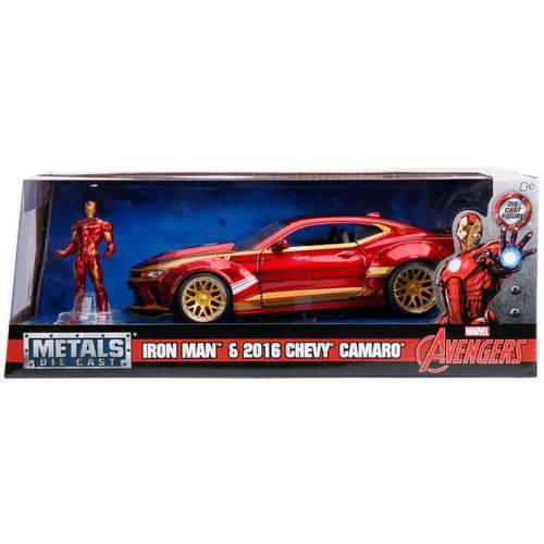 Chevrolet Camaro 2016 C/ Figura Iron Man Avengers 1:24 - Jada