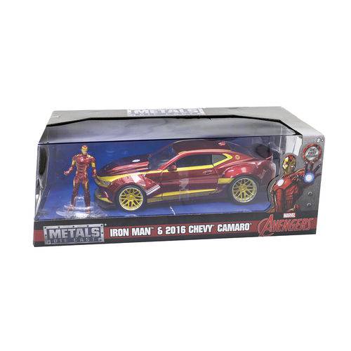 Chevrolet Camaro 2016 com Figura Iron Man Avengers 1:24 Jada