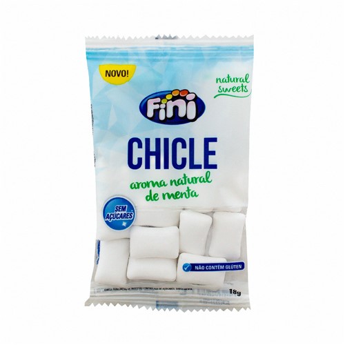 Chicle Fini Natural Sweets Sabor Menta Sem Açúcar com 18g