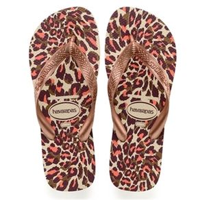 Chinelo Havaianas Top Animals Bege Palha e Rose Gold 33/34