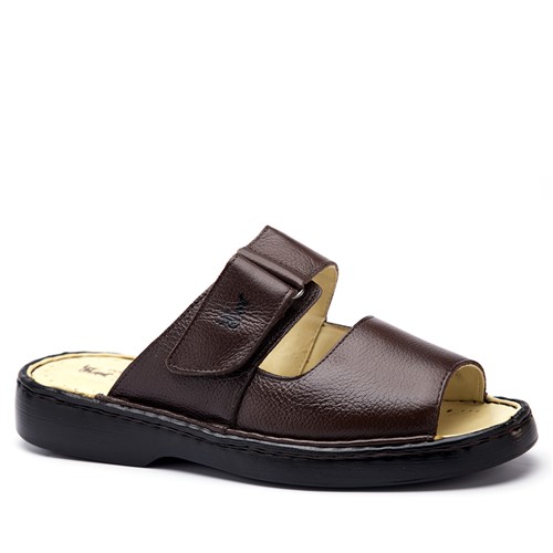 Chinelo Masculino 326 em Couro Floater Café Doctor Shoes