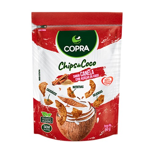 Chips de Coco Copra Canela com Açúcar de Coco 60g