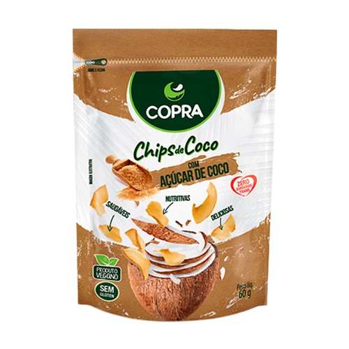 Chips de Coco Copra com Açúcar de Coco 60g