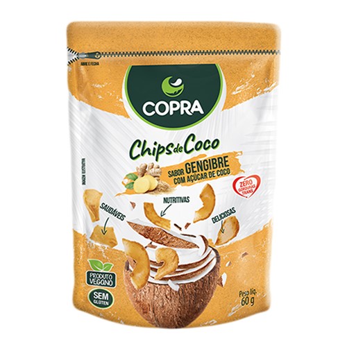 Chips de Coco Copra Gengibre com Açúcar de Coco 60g