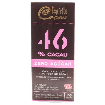 Choc Espirito Cacau 46% Zero Acucar 25g
