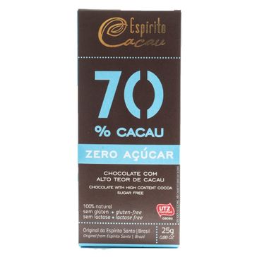 Choc Espirito Cacau 70% Zero Acucar 25g