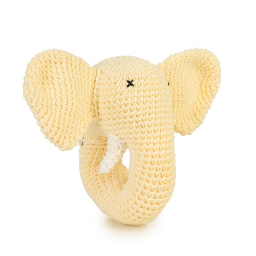 Chocalho de Crochê Elefante Amarelo