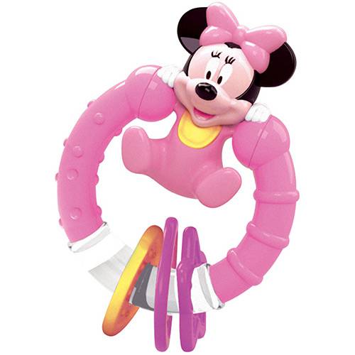Chocalho Minnie Rosa com Branco - Disney