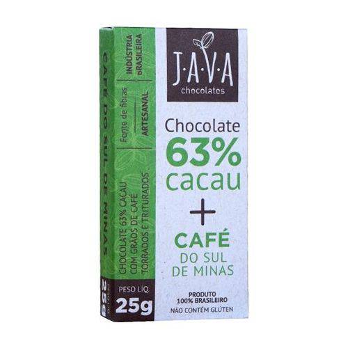 Chocolate 63% Cacau com Café 25g - Java Chocolates