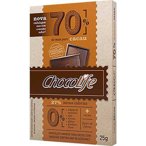 Chocolate 70% Cacau Chocolife 25g