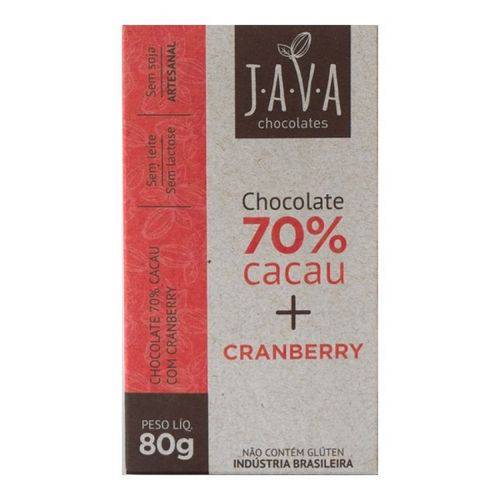 Chocolate 70% Cacau Organico com Cranberry - 80g - Java