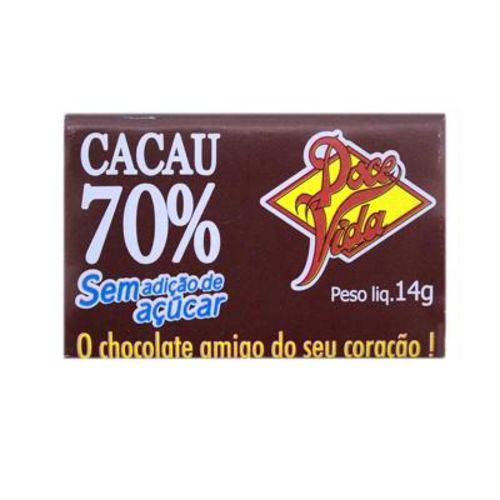 Chocolate 70% Cacau Sem Açúcar Doce Vida