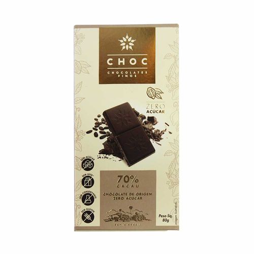 Chocolate 70% Cacau Zero Açúcar - Choc Chocolates - 80g
