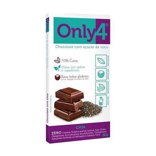 Chocolate 70% de Cacau Chia 80g - Only4