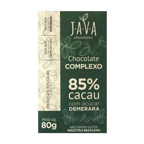 Chocolate 85% Cacau Demerara Complexo 80g - Java Chocolates