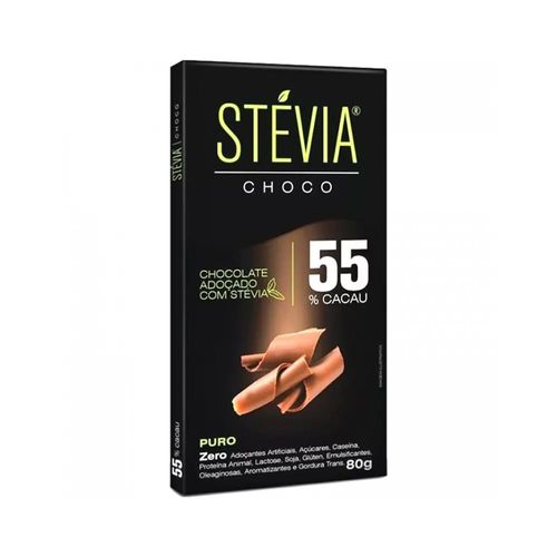 Chocolate Adoçado com Stevia 55% Cacau - Stevia Choco - 80g