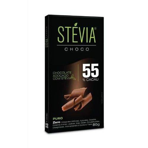 Chocolate Adoçado com Stevia 55% Cacau Stéviachoco Cx. 6x80g