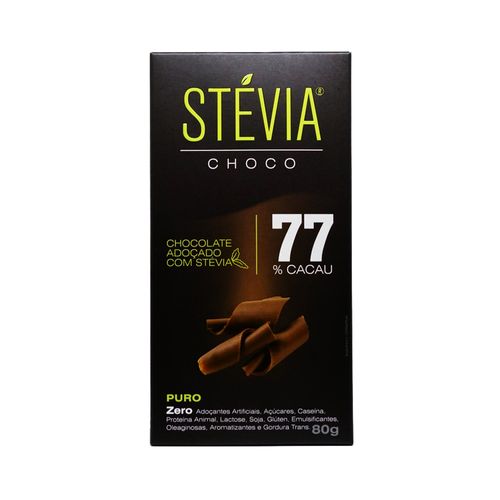 Chocolate Adoçado com Stevia 77% Cacau - Stevia Choco - 80g