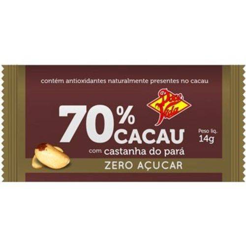 Chocolate Amargo com 70% de Cacau Sem Açúcar Doce Vida