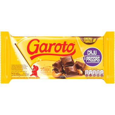 Chocolate ao Leite com Caju e Passas Garoto 100g