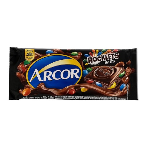 Chocolate Arcor Rocklets ao Leite 100g