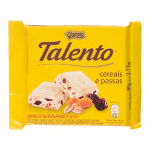 Chocolate Branco Passas com Cereais Talento Garoto 90g