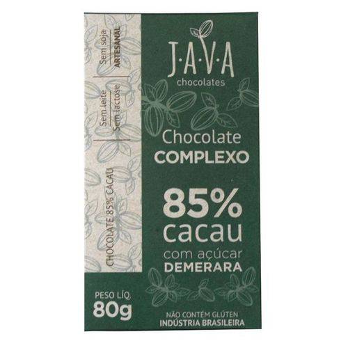 Chocolate Complexo 85% Cacau com Acucar Demerara 80g - Java