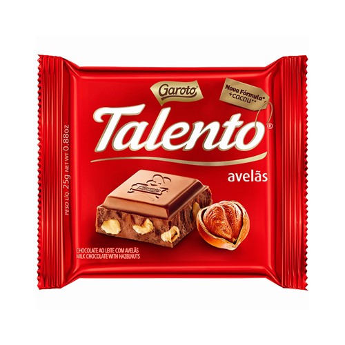 Chocolate Garoto Talento Avelãs Chocolate Garoto Talento Chocolate ao Leite com Avelãs 25g