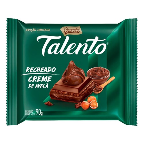 Chocolate Garoto Talento Recheado Creme de Avelã 90g Edição Limitada